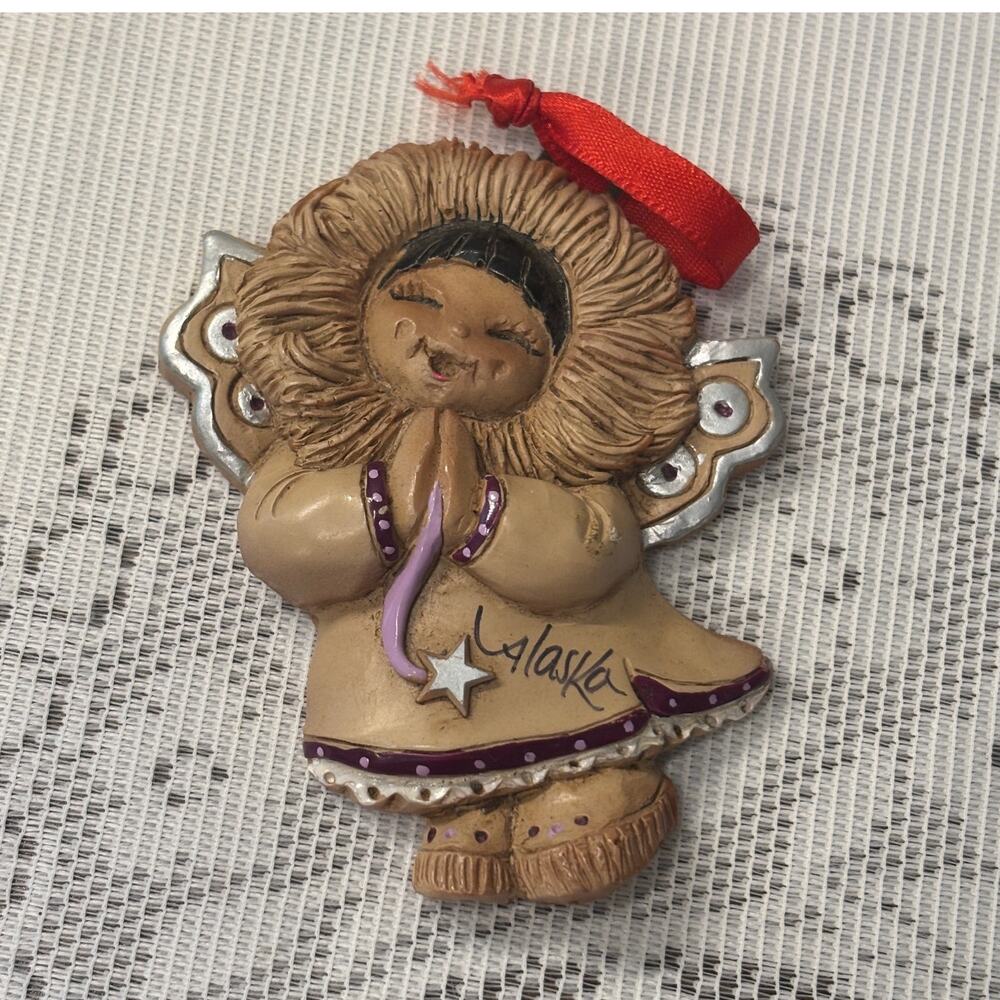 Eski Angels Eskimo Christmas Ornament Handcrafted Alaska Souvenir Inuit
